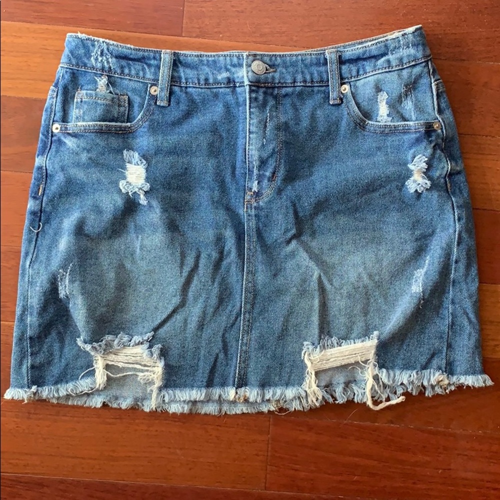 Blue denim skirt